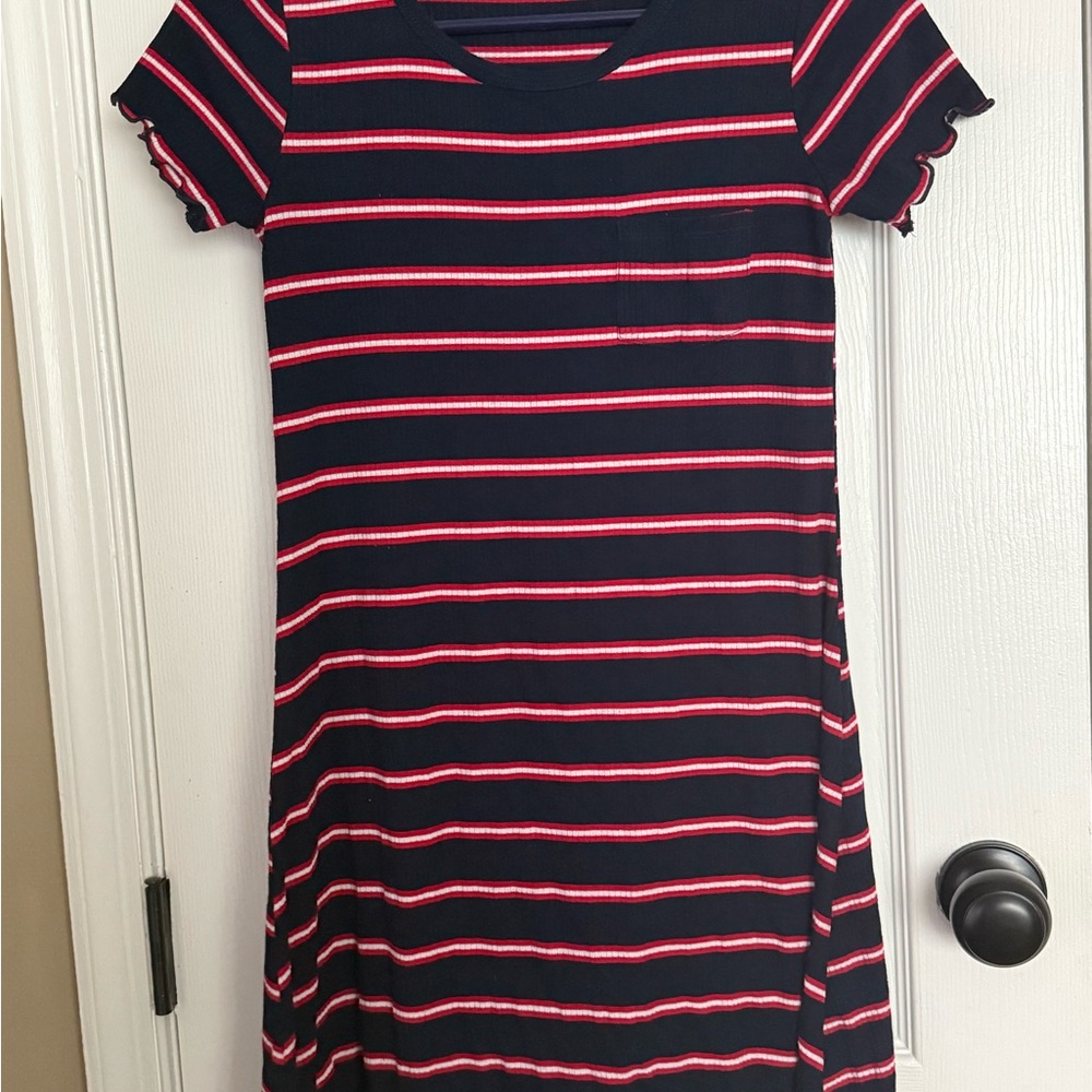 Striped Navy and Red Dress